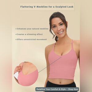 Women's Pink V-Neck Yoga/Sports Bra